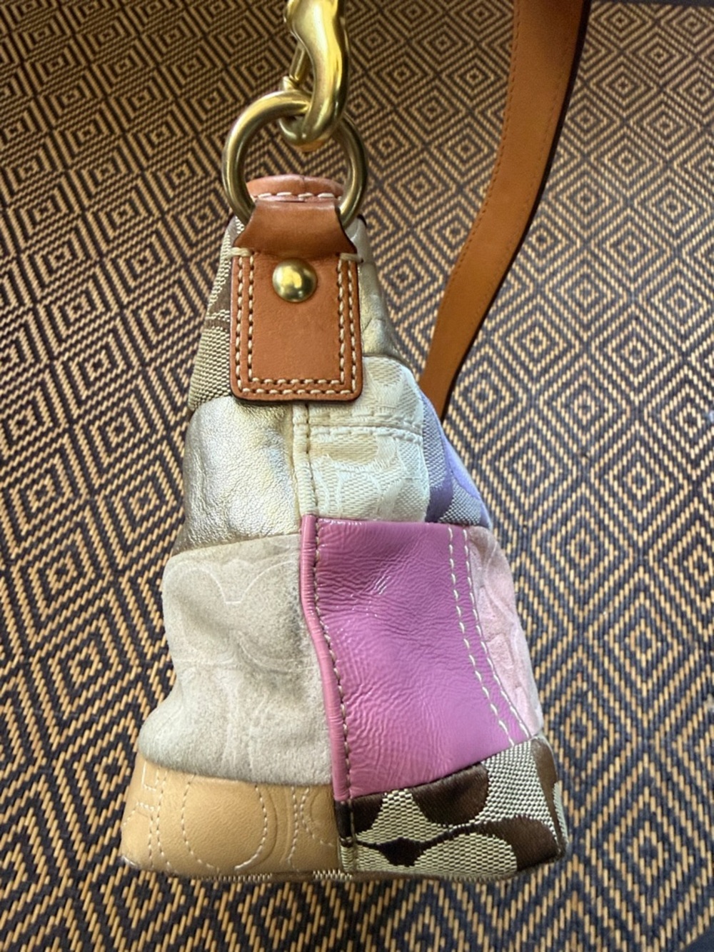 Vintage Y2K COACH Multicolor signature Patchwork Mini Hobo Demi Bag - F11708 - Picture 7 of 16
